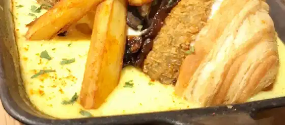 Fries and a sandwich from a QSR