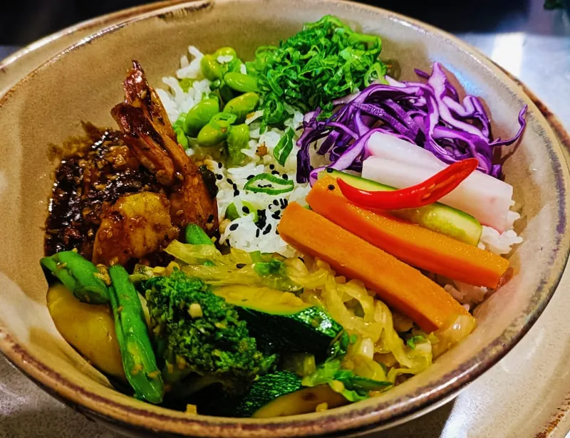 Glazed chicken bowl